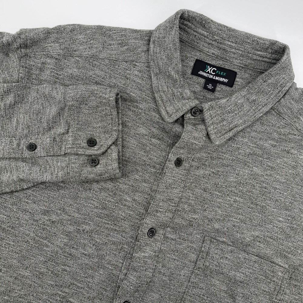 Johnston Murphy XC Flex Men's Heathered Gray Long Sleeve Button Up Shirt‎ XL